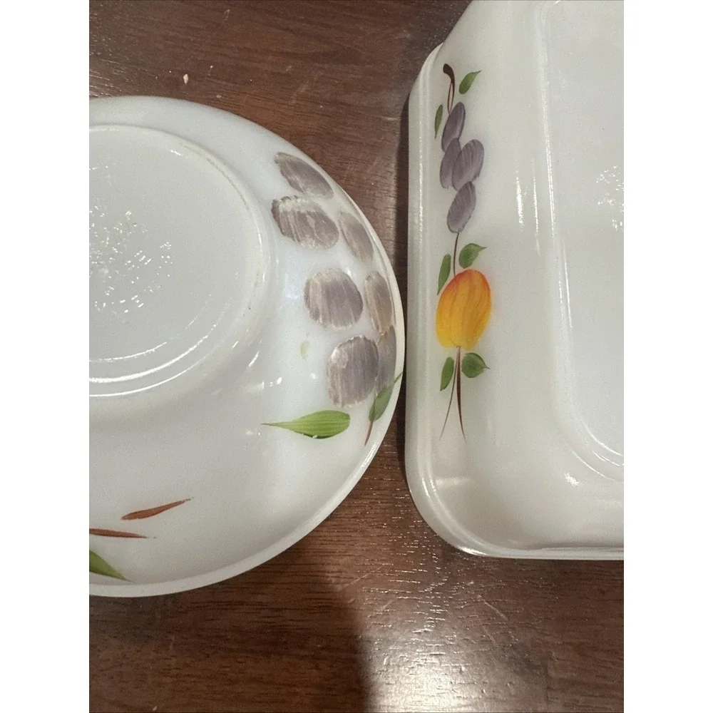 Fireking Hand Painted Fruit on Bowl Dish 6